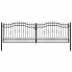 Cancello per recinzione KAMPEN con punta a lancia Nero 394,5x125 cm acciaio