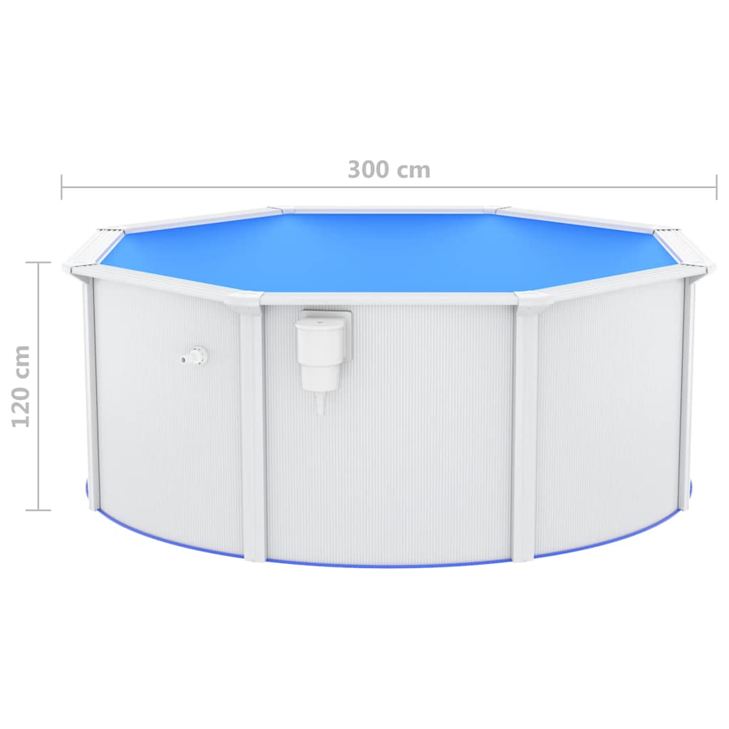 Piscina fuori terra con pareti in acciaio 300x120 cm bianca