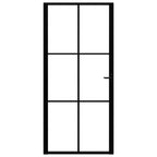 Porta da Interno in Vetro Temperato e Alluminio 93x201,5 cm Nera