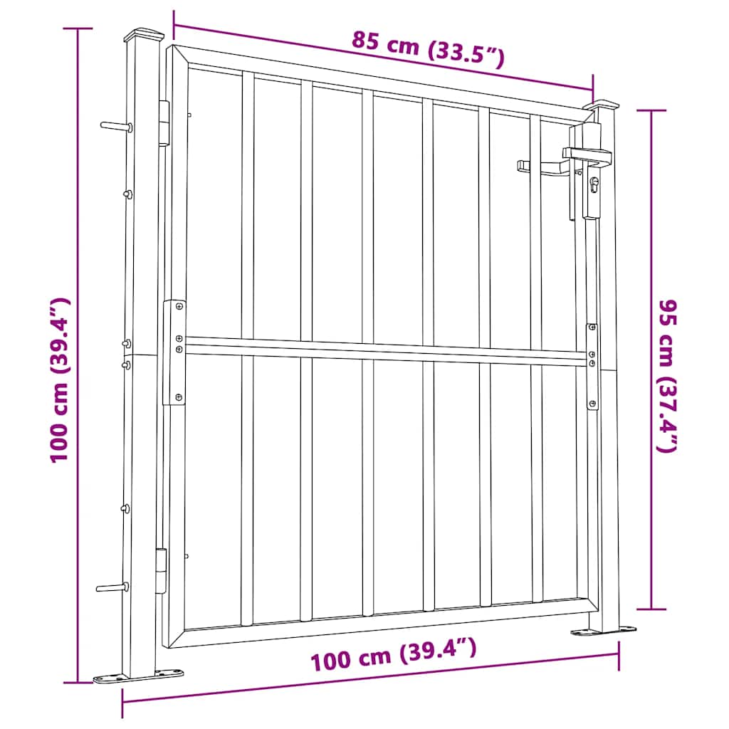 Cancello da giardino 100x95 cm in acciaio inossidabile
