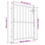 Cancello da giardino 100x120 cm in acciaio inossidabile