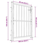 Cancello da giardino 100x145 cm in acciaio inox