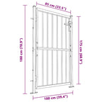 Cancello da giardino 100x175 cm in acciaio inox