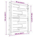 Cancello da giardino 100x120 cm in acciaio inox