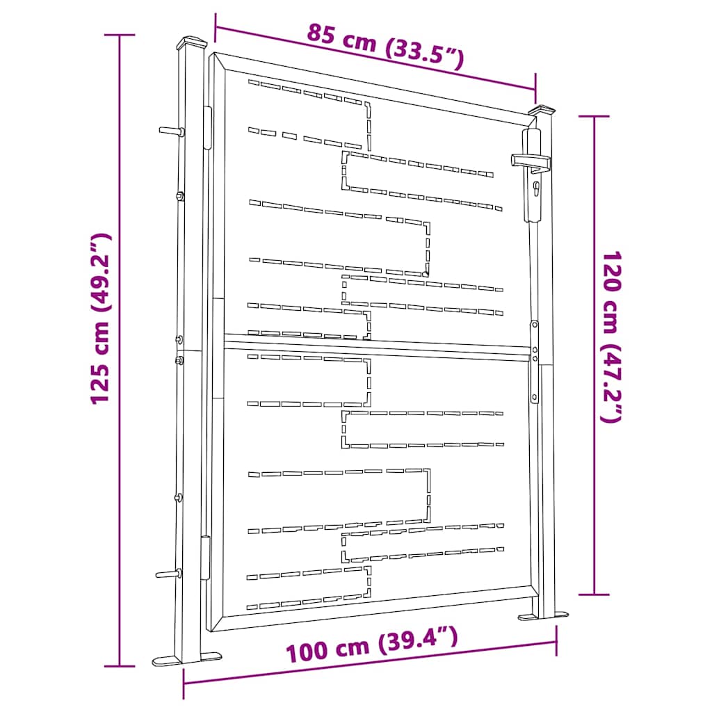 Cancello da giardino 100x120 cm in acciaio inox