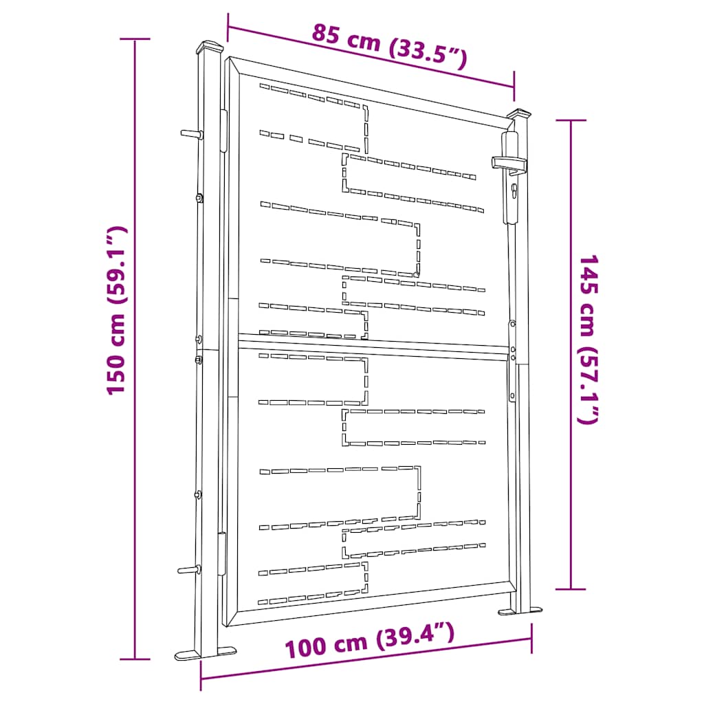 Cancello da giardino 100x145 cm in acciaio inox