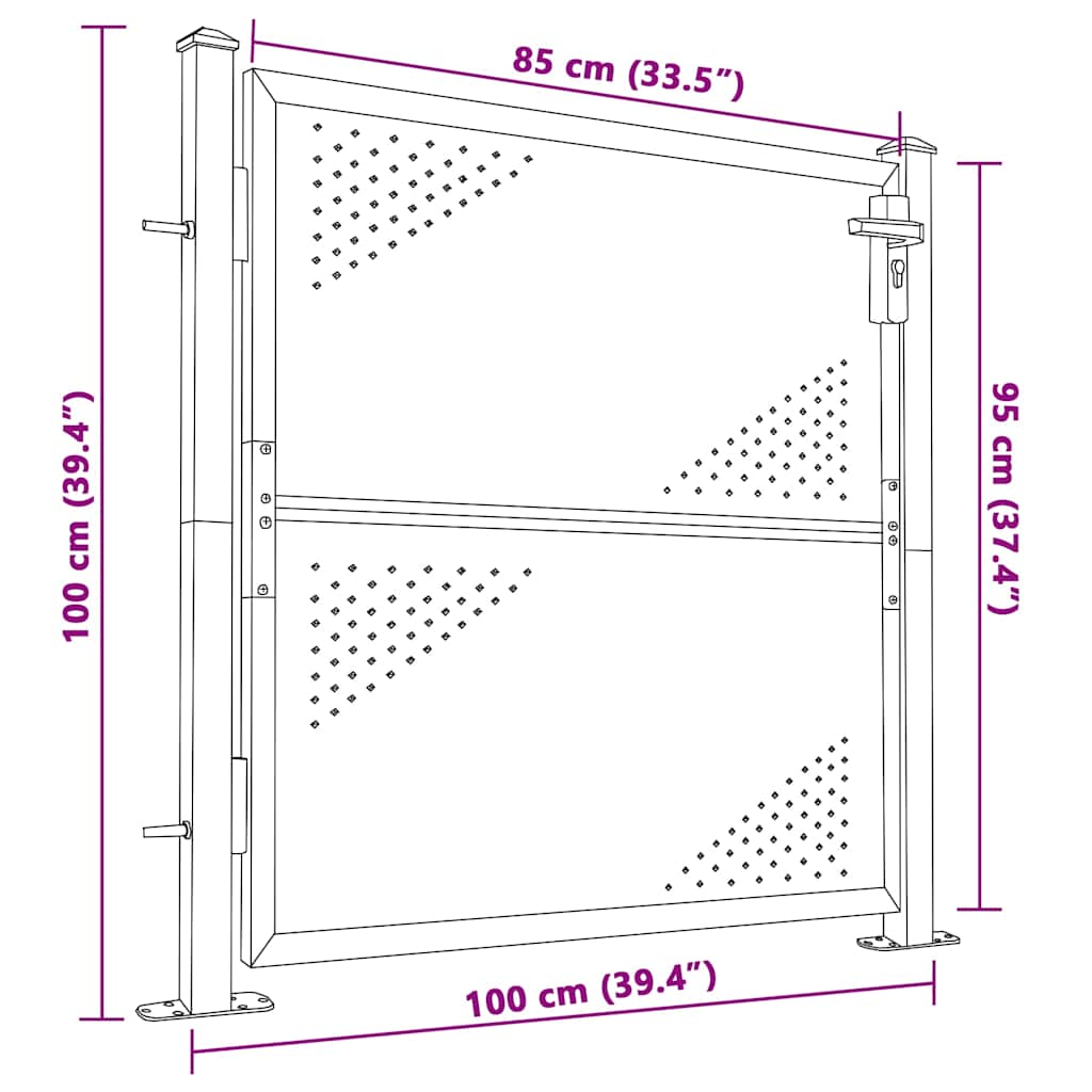 Cancello da giardino 100x100 cm in acciaio inox