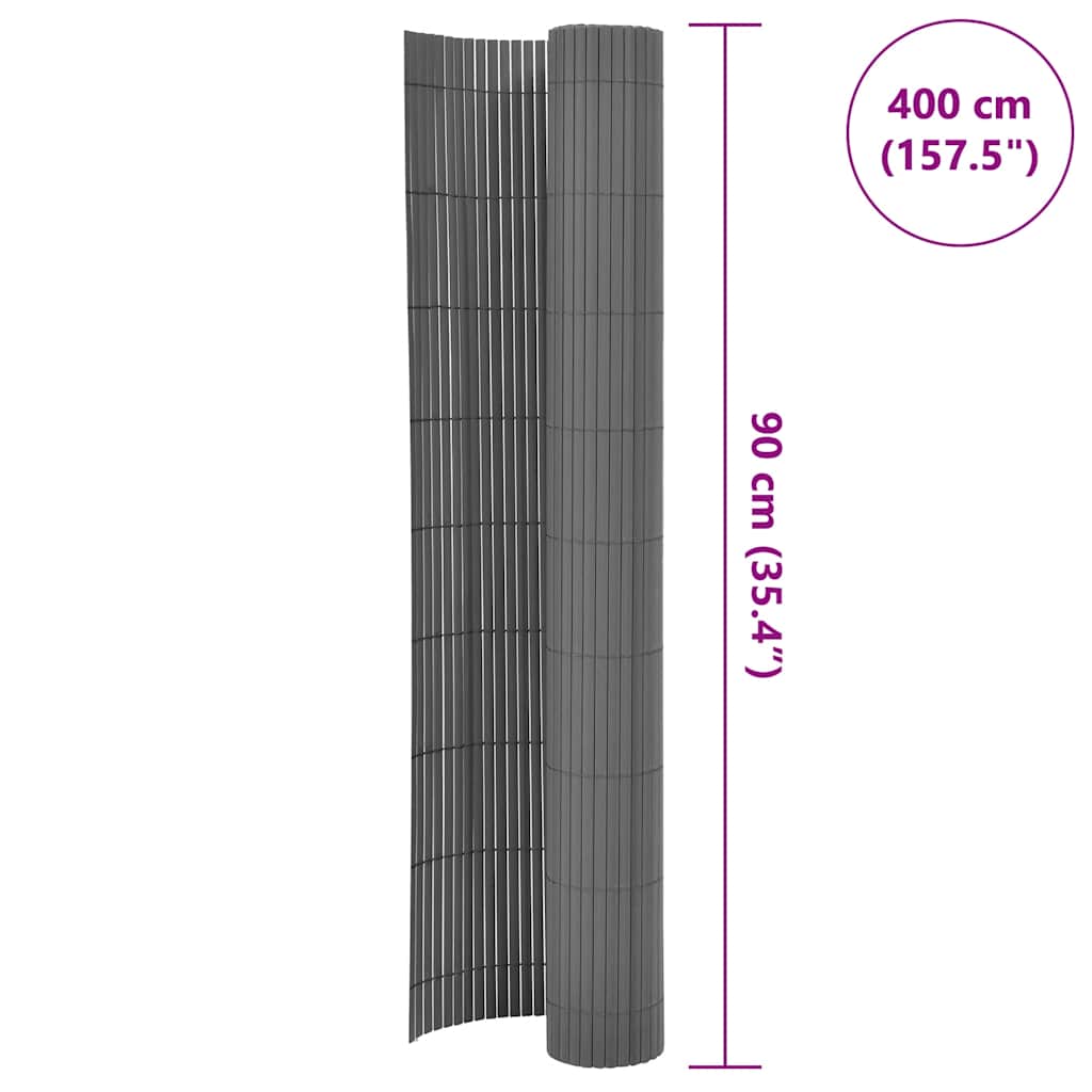 Recinzione da Giardino a Doppio Lato PVC 90x400 cm Grigia