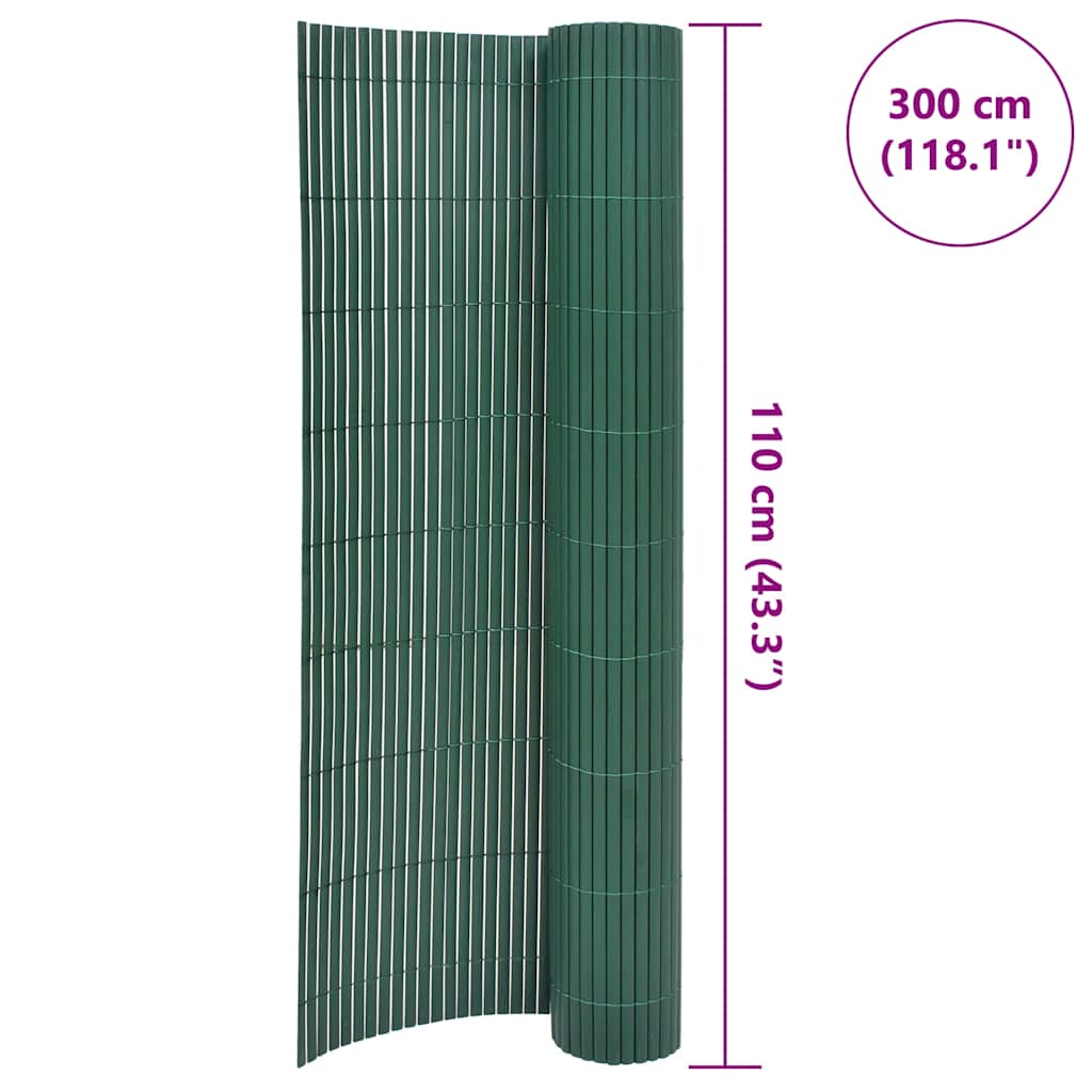 Recinzione da Giardino a Doppio Lato 110x300 cm Verde PVC