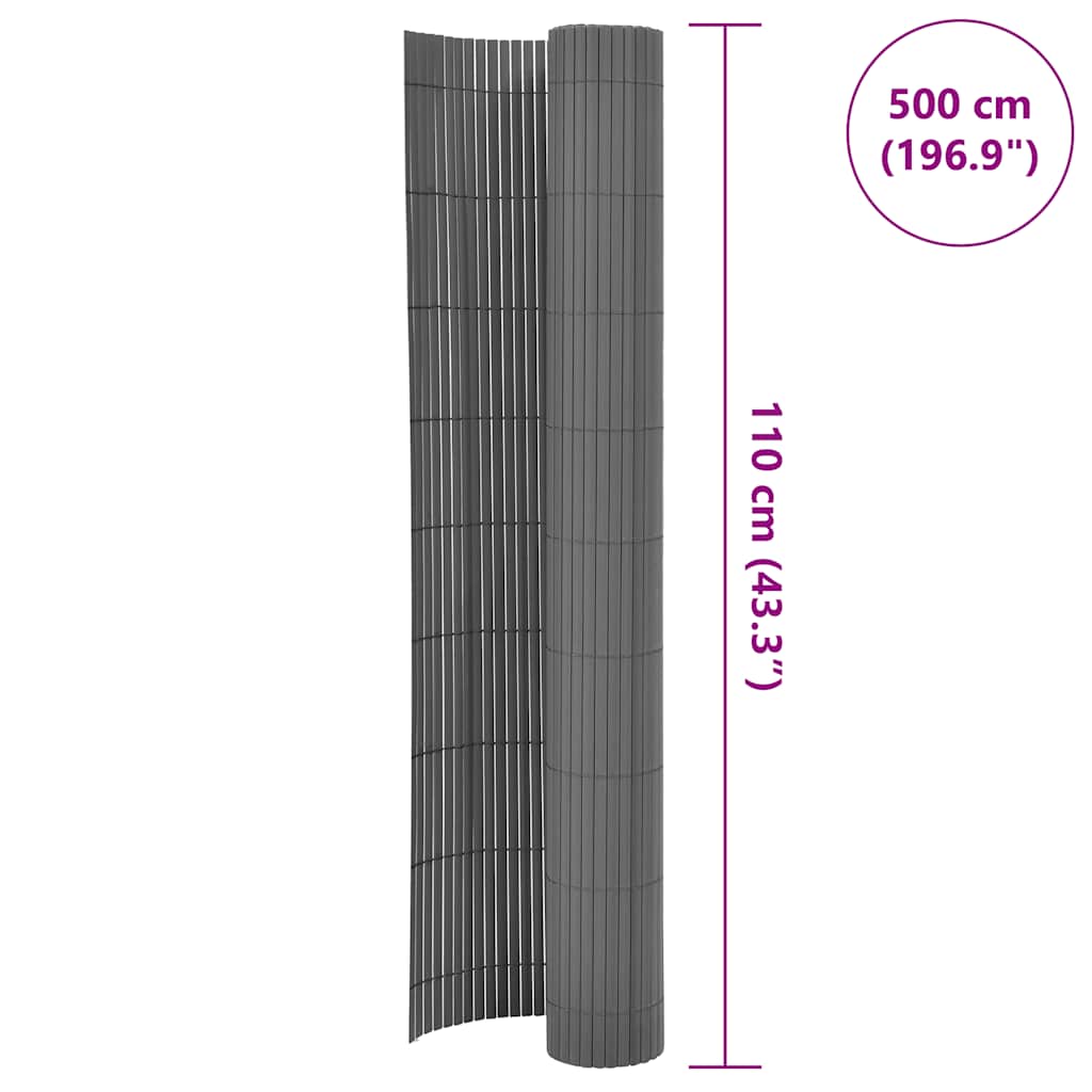 Recinzione da Giardino a Doppio Lato 110x500 cm Grigia PVC