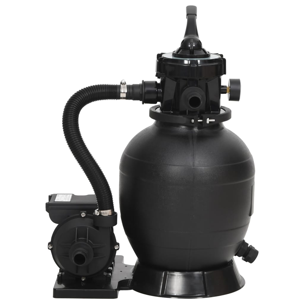 Filtro a Sabbia per Piscina con Valvola a 6 Vie Nero 10 m³/h