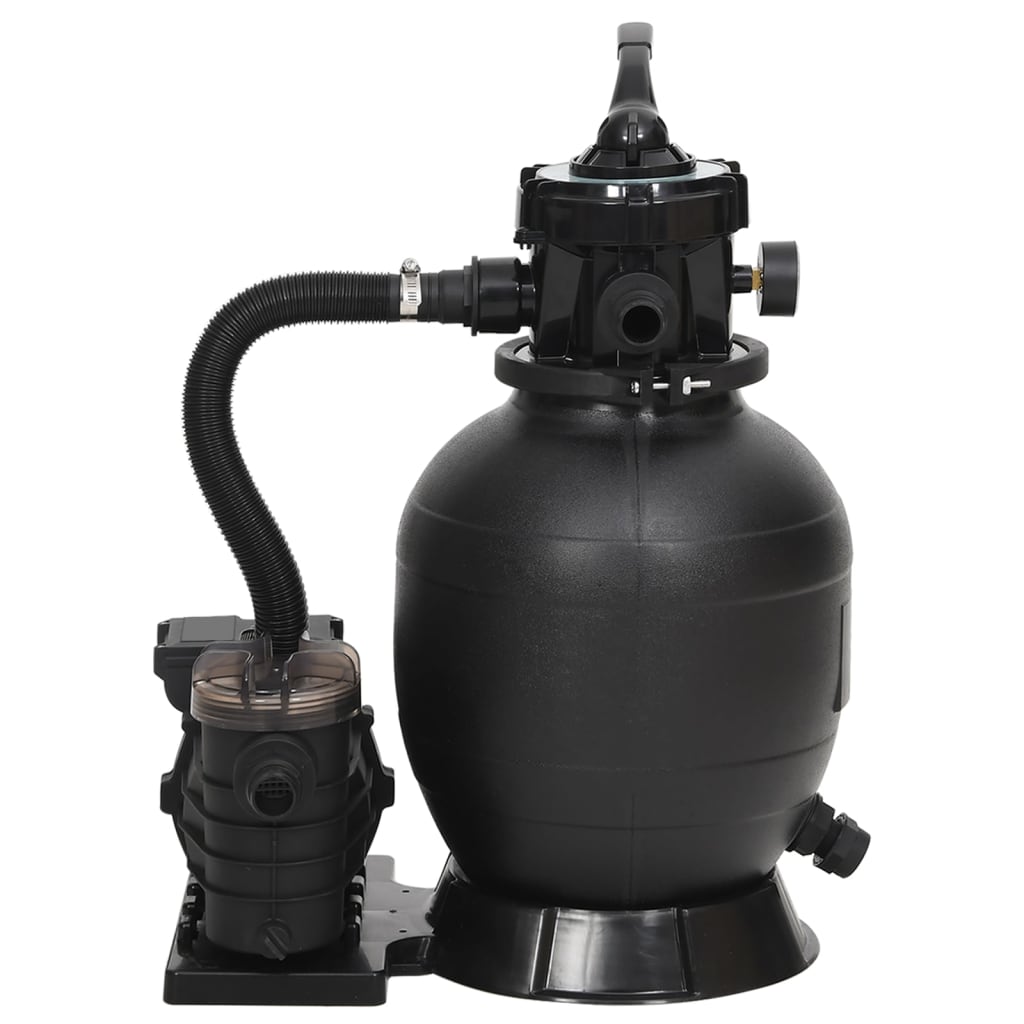 Filtro a Sabbia per Piscina con Prefiltro Nero 10000 L/h