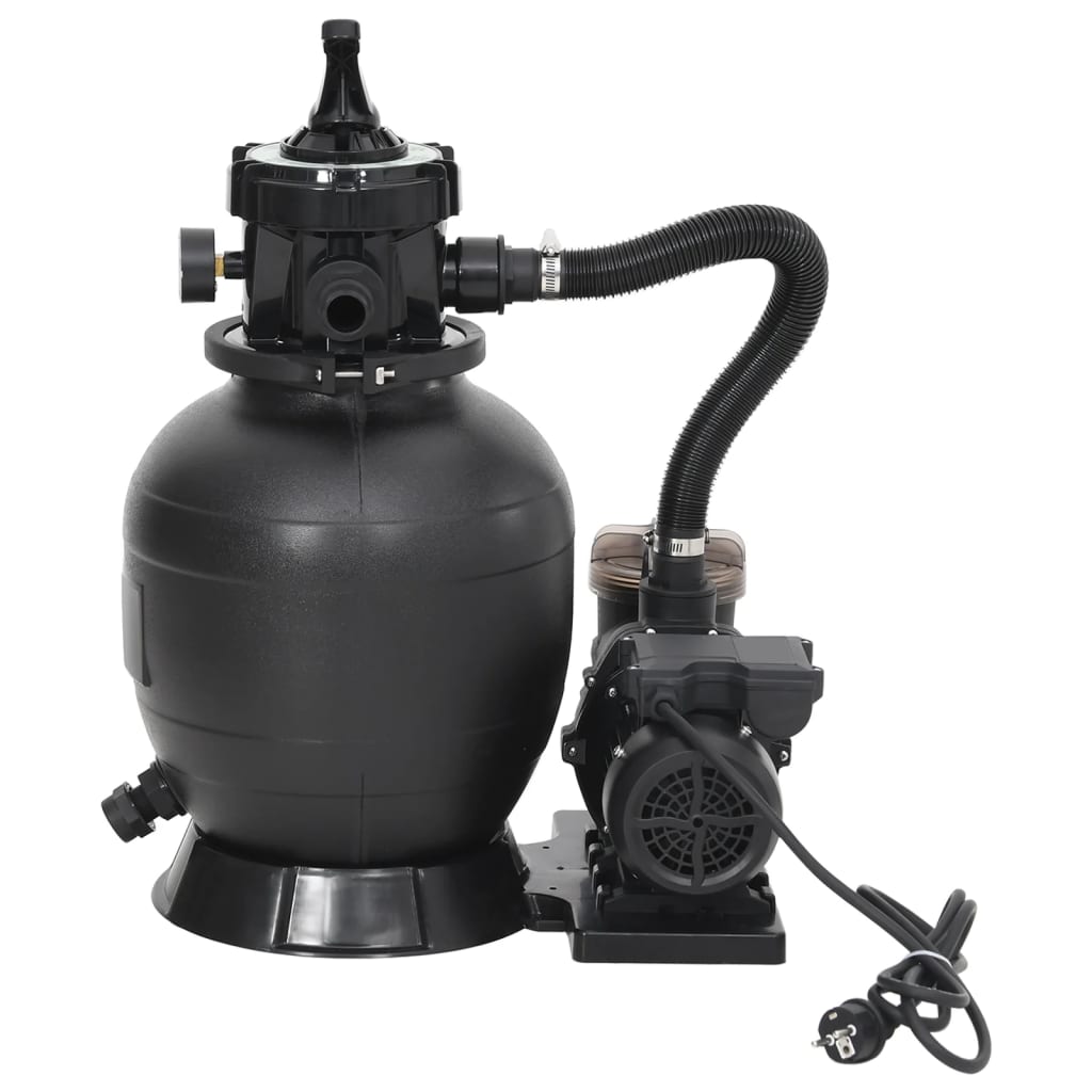 Filtro a Sabbia per Piscina con Prefiltro Nero 10000 L/h