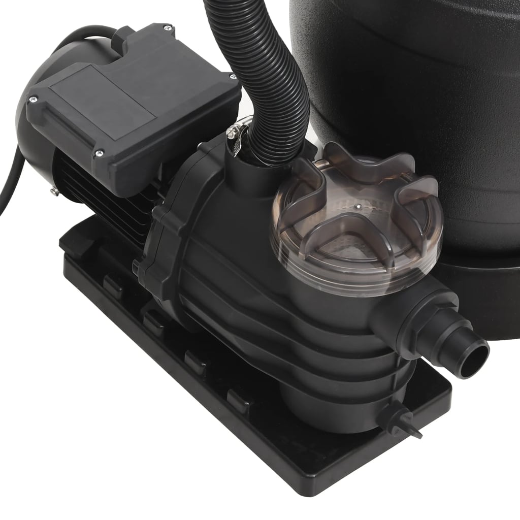 Filtro a Sabbia per Piscina con Prefiltro Nero 10000 L/h