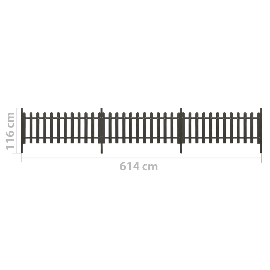 Staccionata con Montanti 3 pz in WPC 614x80 cm Grigia