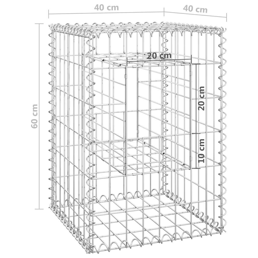 Cesti a Gabbione a Torre 2 pz 40x40x60 cm in Ferro