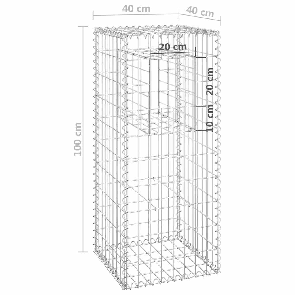 Cesti a Gabbione a Torre 2 pz 40x40x100 cm in Ferro