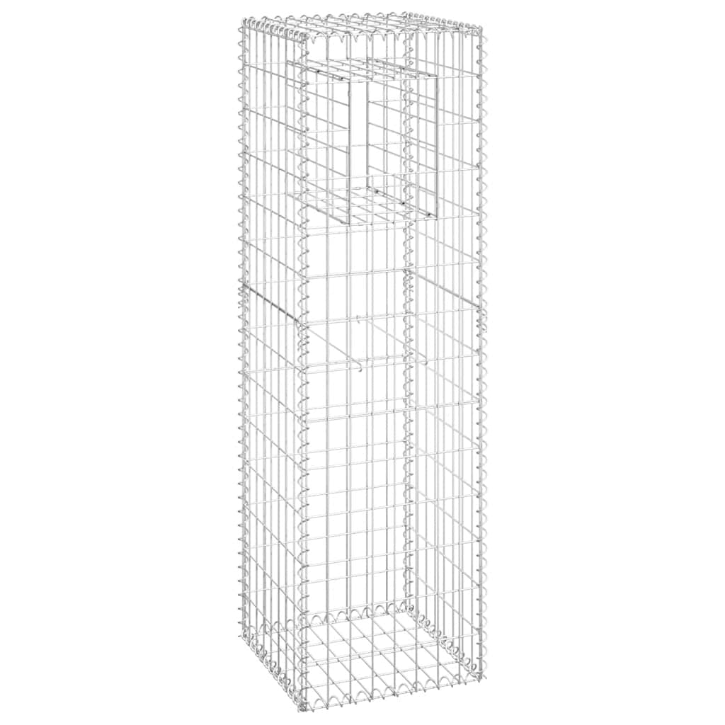 Cesto a Gabbione a Torre 40x40x140 cm in Ferro Antiruggine