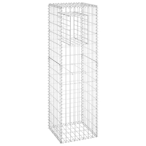Cesto a Gabbione a Torre 40x40x140 cm in Ferro Antiruggine