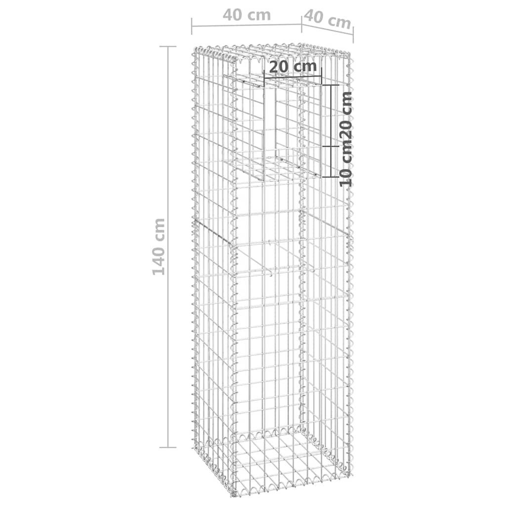 Cesto a Gabbione a Torre 40x40x140 cm in Ferro Antiruggine