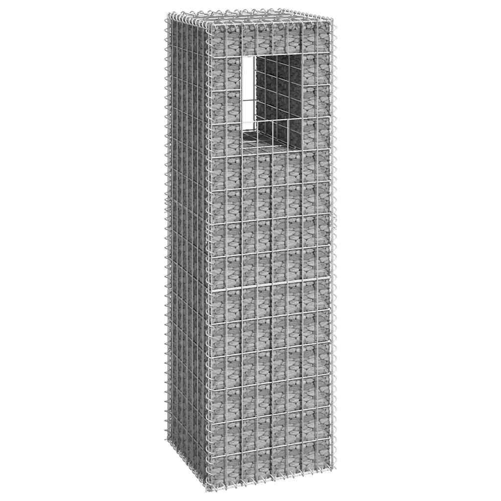 Cesto a Gabbione a Torre 40x40x140 cm in Ferro Antiruggine