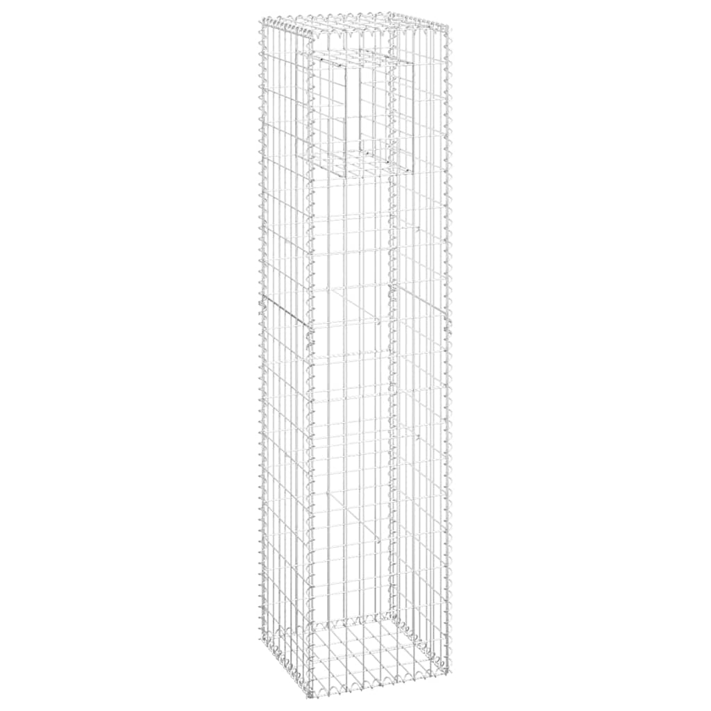 Cesto a Gabbione a Torre 40x40x180 cm in Ferro Antiruggine