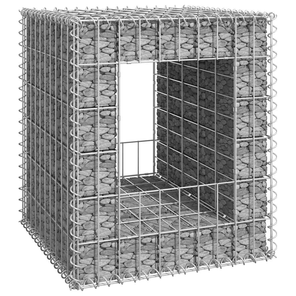 Cesto a Gabbione a Torre 50x50x60 cm in Ferro Antiruggine