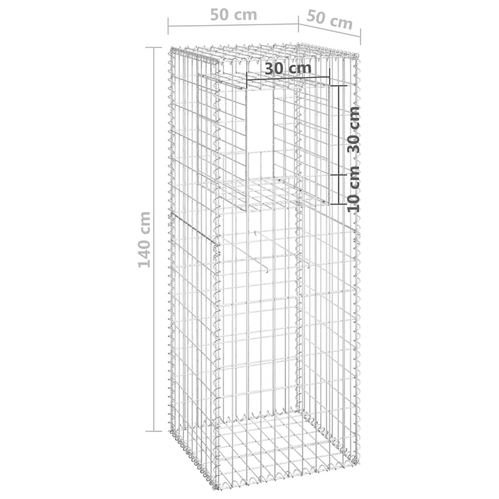 Cesti a Gabbione a Torre 2 pz 50x50x140 cm in Ferro