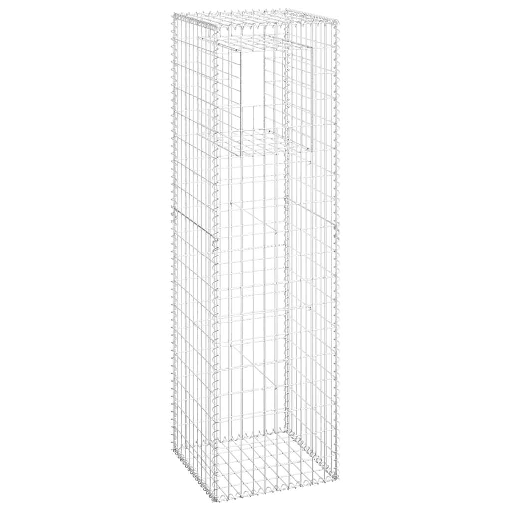 Cesto a Gabbione a Torre 50x50x180 cm in Ferro Antiruggine