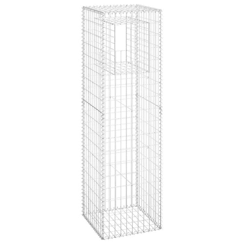 Cesto a Gabbione a Torre 50x50x180 cm in Ferro Antiruggine