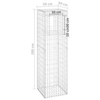 Cesto a Gabbione a Torre 50x50x180 cm in Ferro Antiruggine