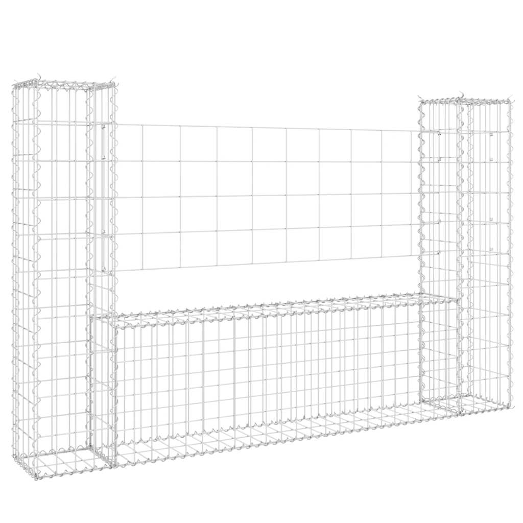 Cesto Gabbione a U con 2 Pali in Ferro 140x20x100 cm