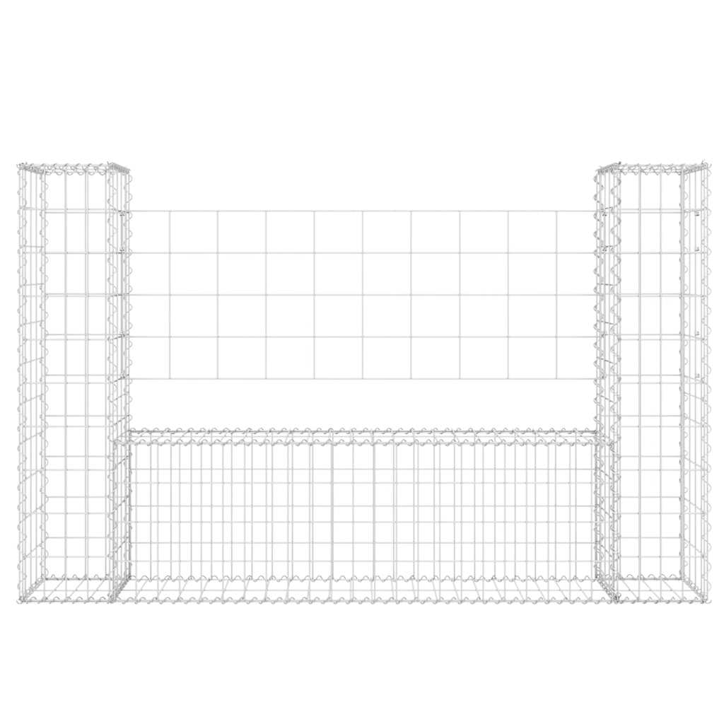 Cesto Gabbione a U con 2 Pali in Ferro 140x20x100 cm