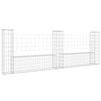 Cesto Gabbione a U con 3 Pali in Ferro 260x20x100 cm