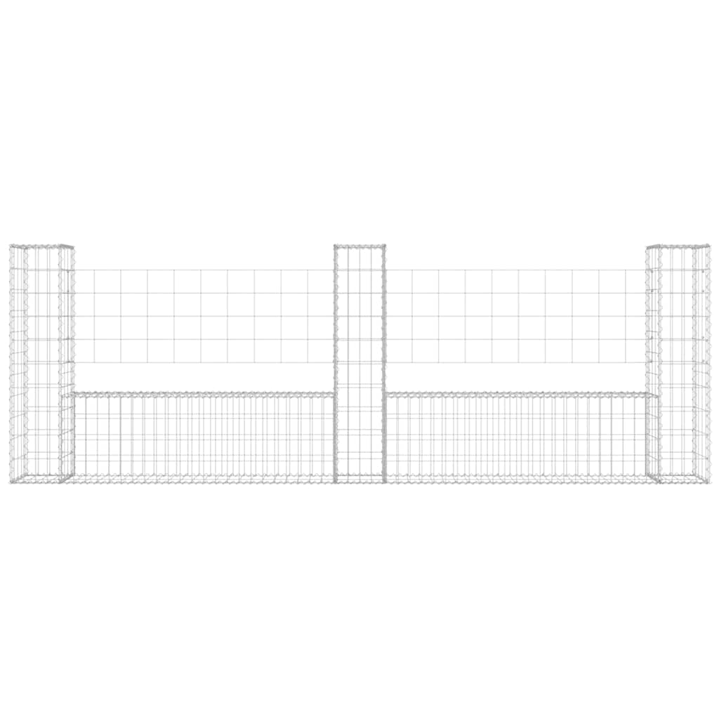 Cesto Gabbione a U con 3 Pali in Ferro 260x20x100 cm