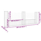 Cesto Gabbione a U con 3 Pali in Ferro 260x20x100 cm