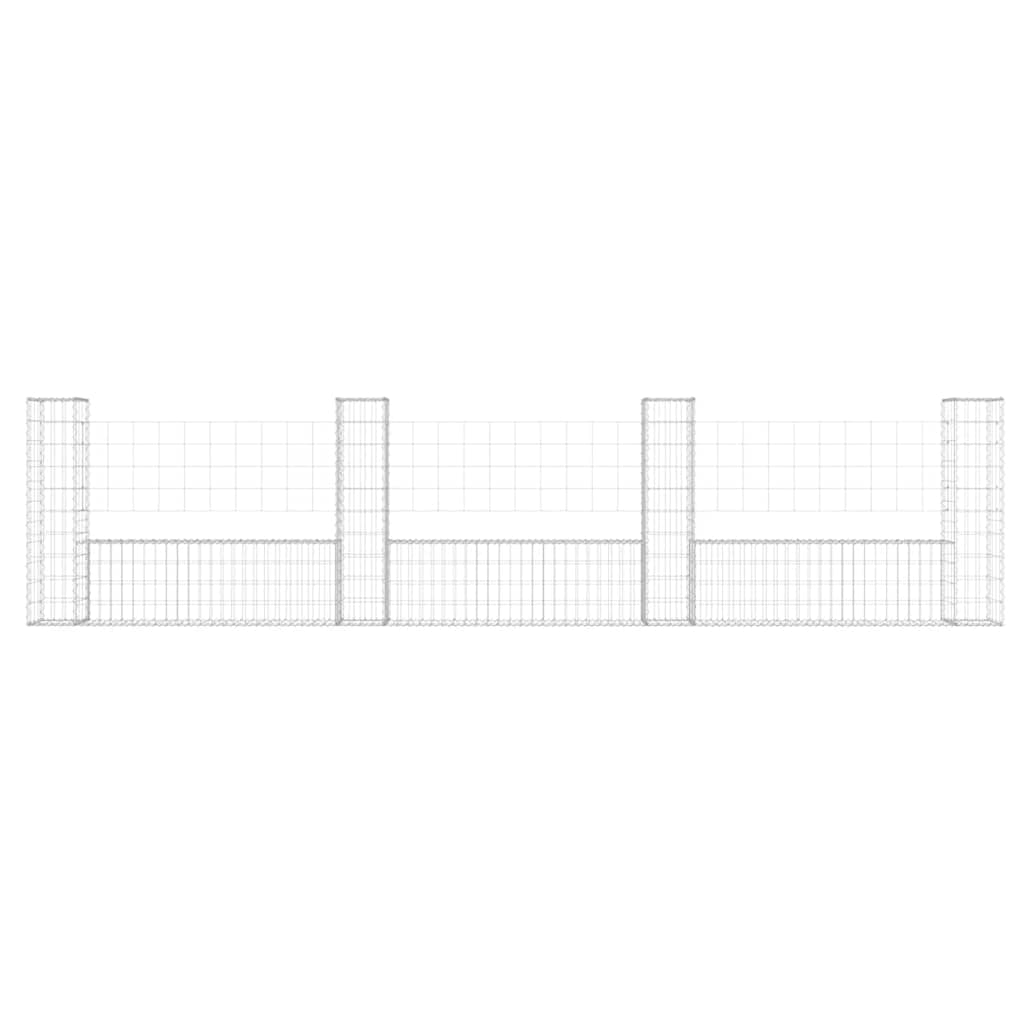 Cesto Gabbione a U con 4 Pali in Ferro 380x20x100 cm
