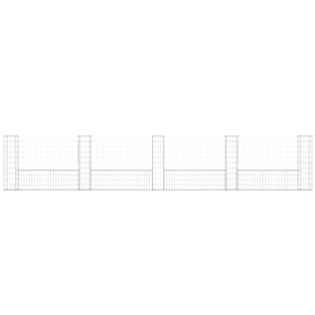 Cesto Gabbione a U con 5 Pali in Ferro 500x20x100 cm