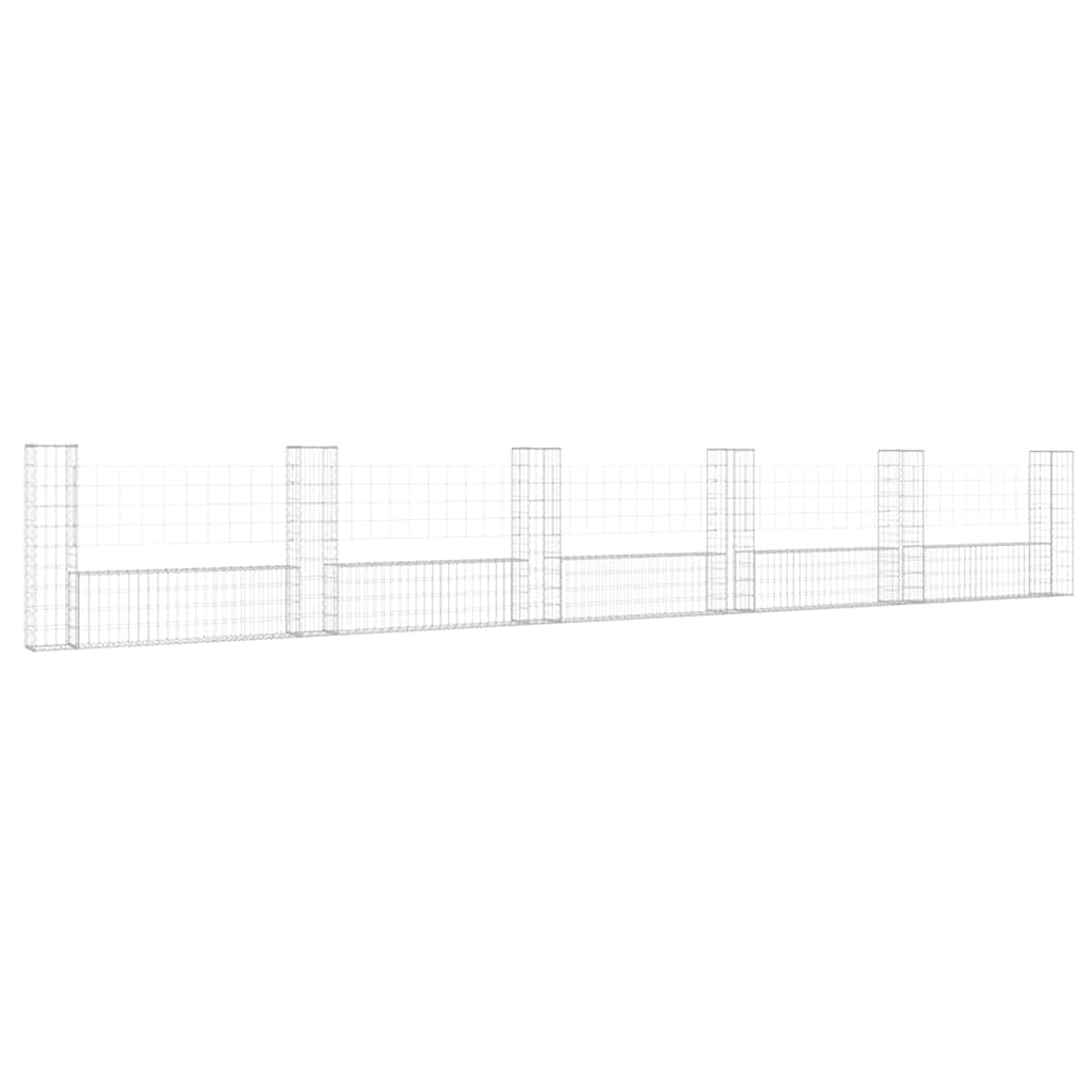 Cesto Gabbione a U con 6 Pali in Ferro 620x20x100 cm