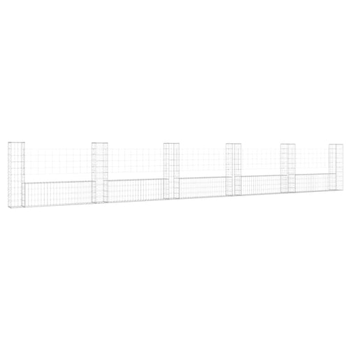 Cesto Gabbione a U con 6 Pali in Ferro 620x20x100 cm