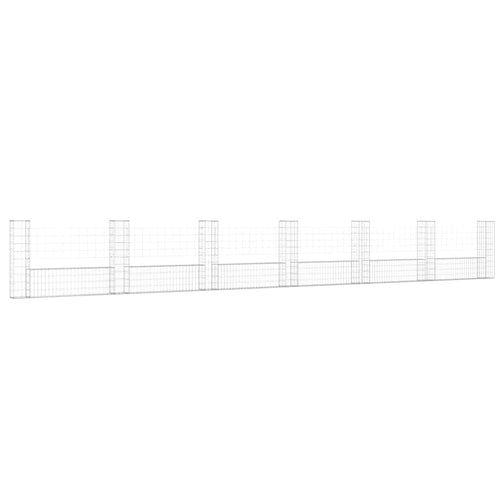 Cesto Gabbione a U con 7 Pali in Ferro 740x20x100 cm