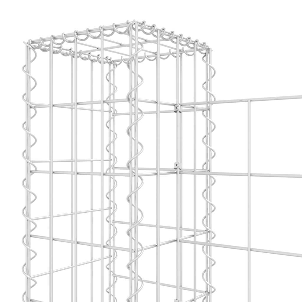 Cesto Gabbione a U con 7 Pali in Ferro 740x20x100 cm