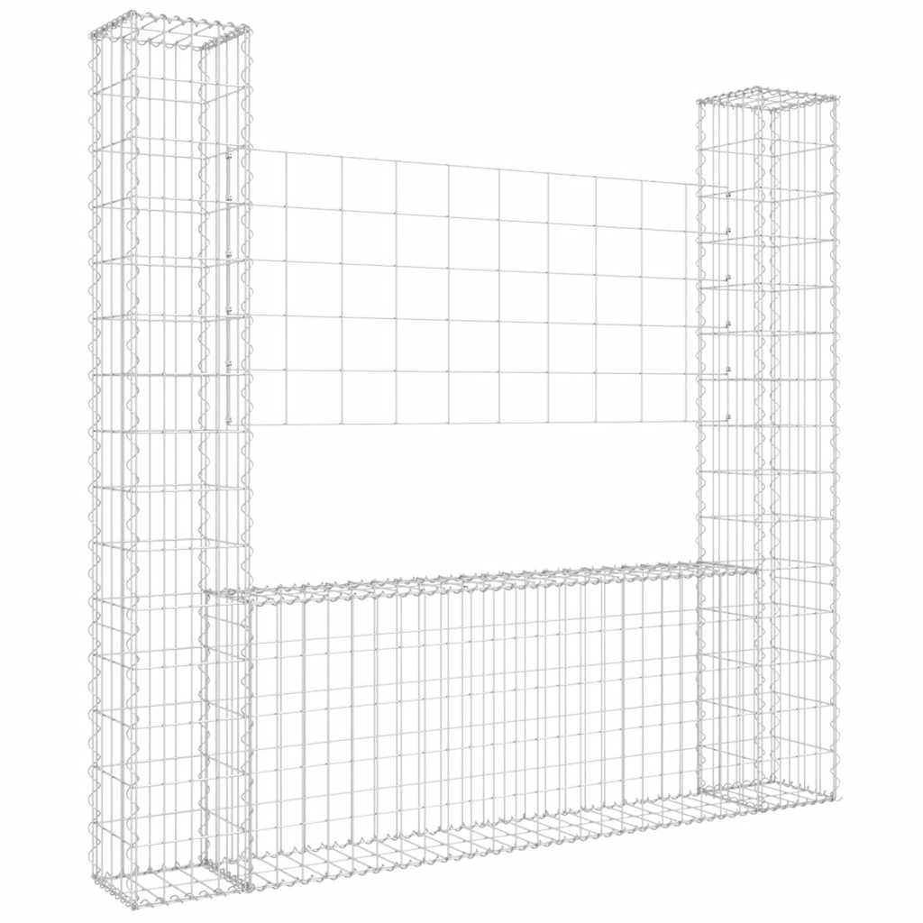 Gabbione a U con 2 Pali in Ferro 140x20x150 cm