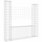 Gabbione a U con 2 Pali in Ferro 140x20x150 cm