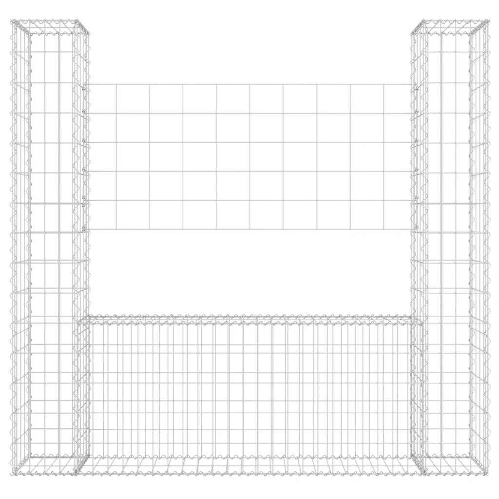 Gabbione a U con 2 Pali in Ferro 140x20x150 cm
