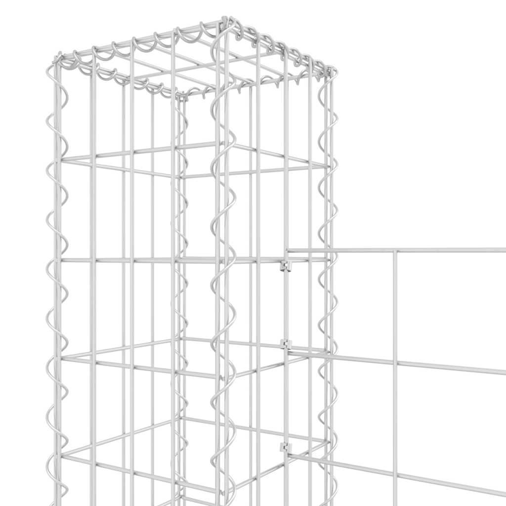 Gabbione a U con 2 Pali in Ferro 140x20x150 cm