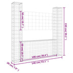 Gabbione a U con 2 Pali in Ferro 140x20x150 cm