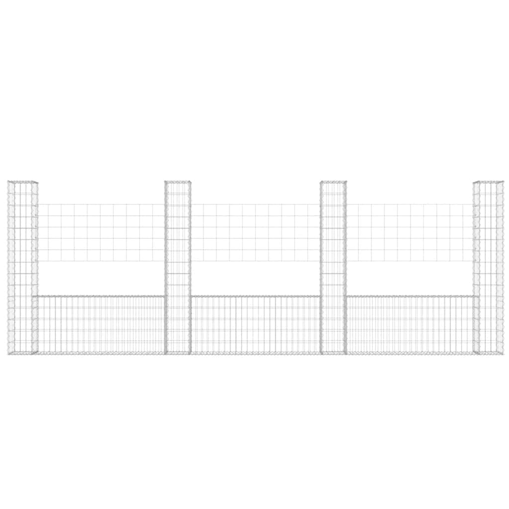 Cesto Gabbione a U con 4 Pali in Ferro 380x20x150 cm