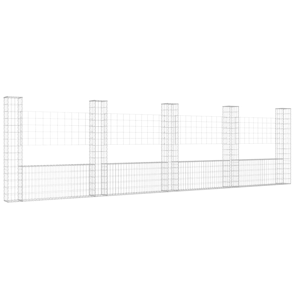 Cesto Gabbione a U con 5 Pali in Ferro 500x20x150 cm