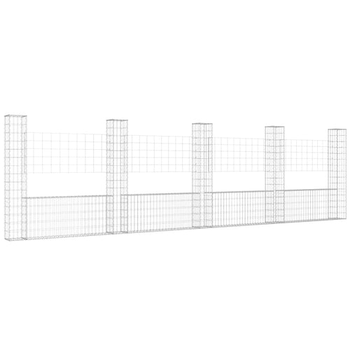 Cesto Gabbione a U con 5 Pali in Ferro 500x20x150 cm